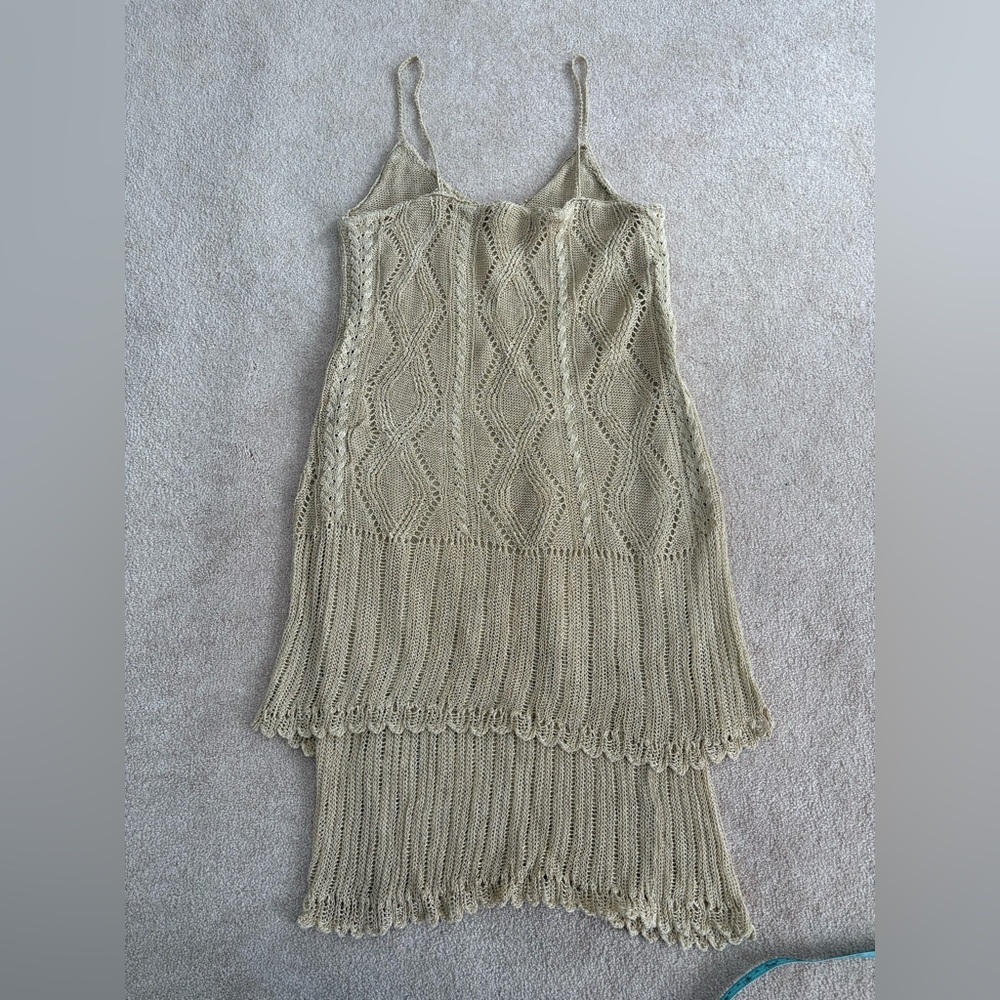 Ralph Lauren Crochet Knit Beige Maxi Slip Dress - Picture 7 of 7